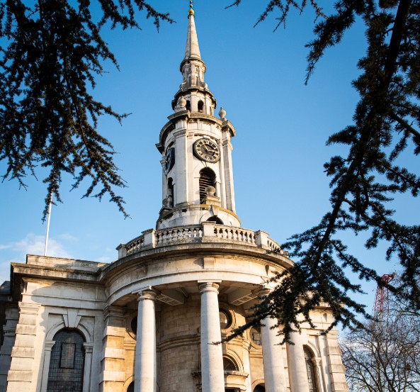 Deptford church in front of a blue sky