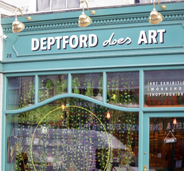 Deptford does art blue shop window
