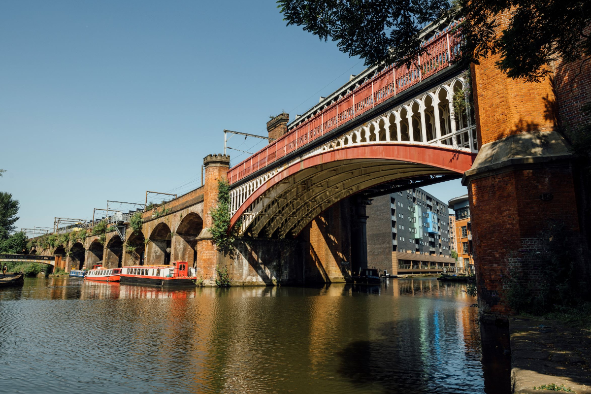 A canal-side view of Manchester Castlefield