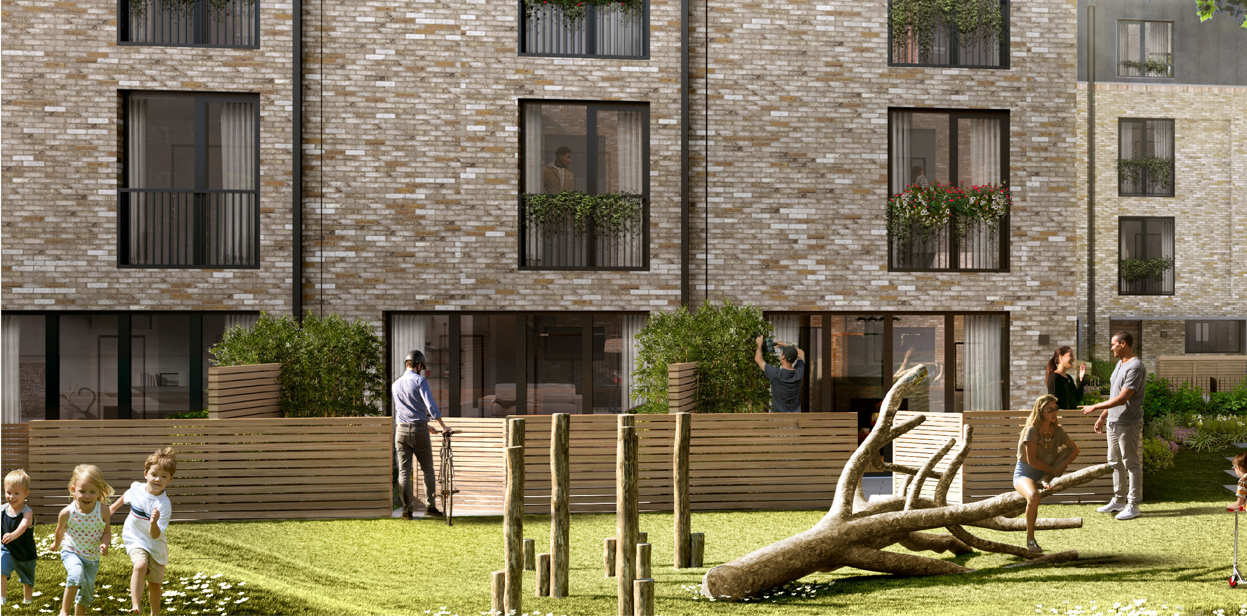 View of a park in new development in London - Cambium