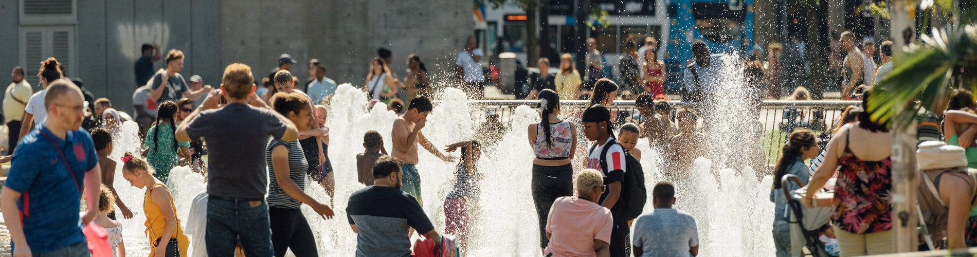 A crowd of people at Potato Wharf Manchester